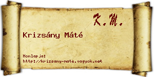 Krizsány Máté névjegykártya
